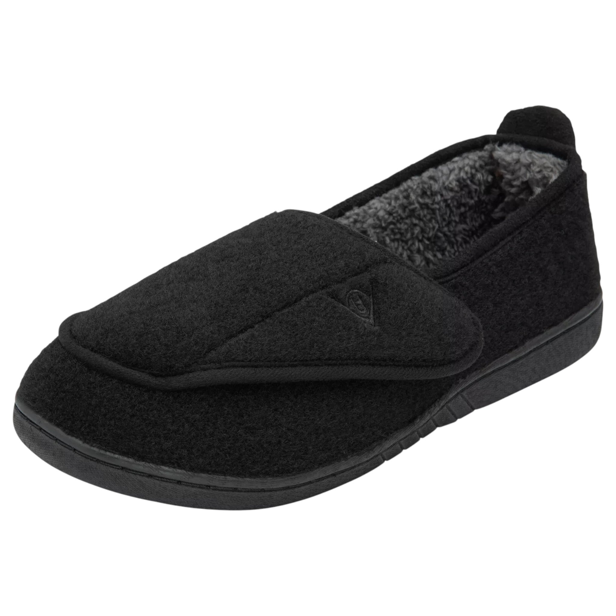 Dunlop men’s orthopaedic slippers with touch fastening and memory foam insole in black